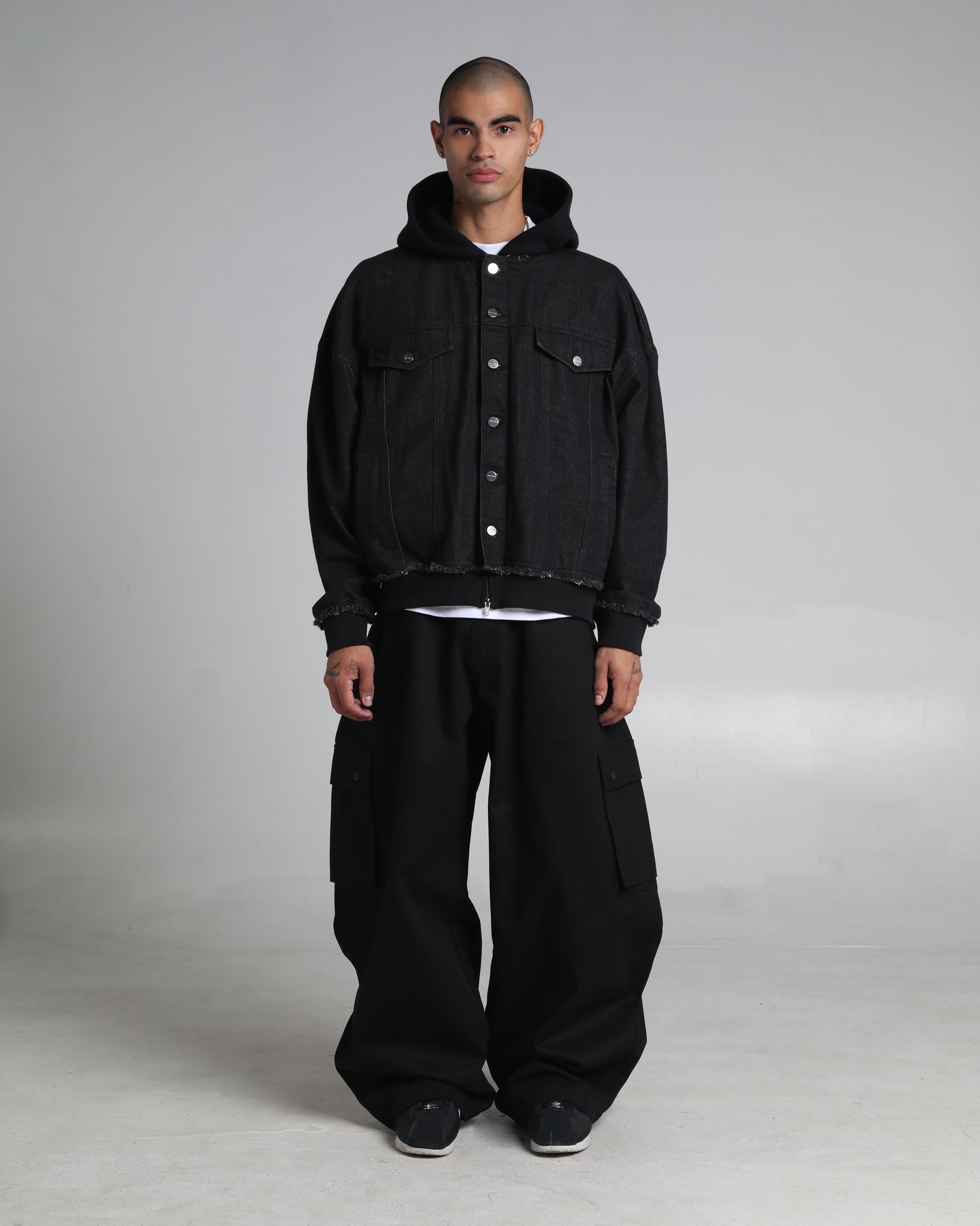 Destroyed Hooded Denim Jacket