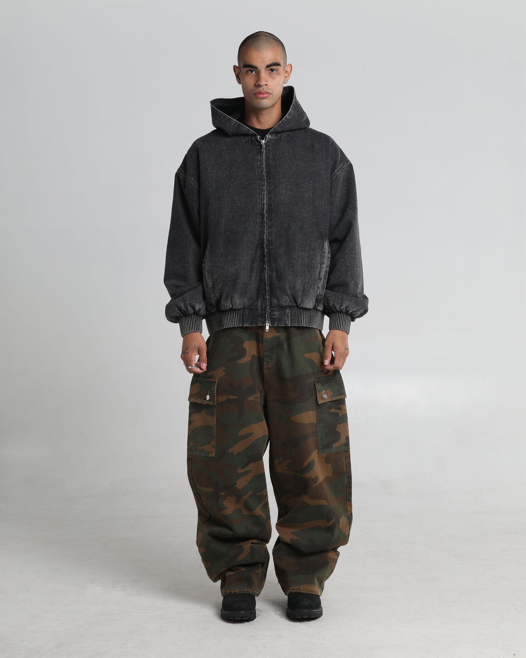 Hooded Denim Bomber