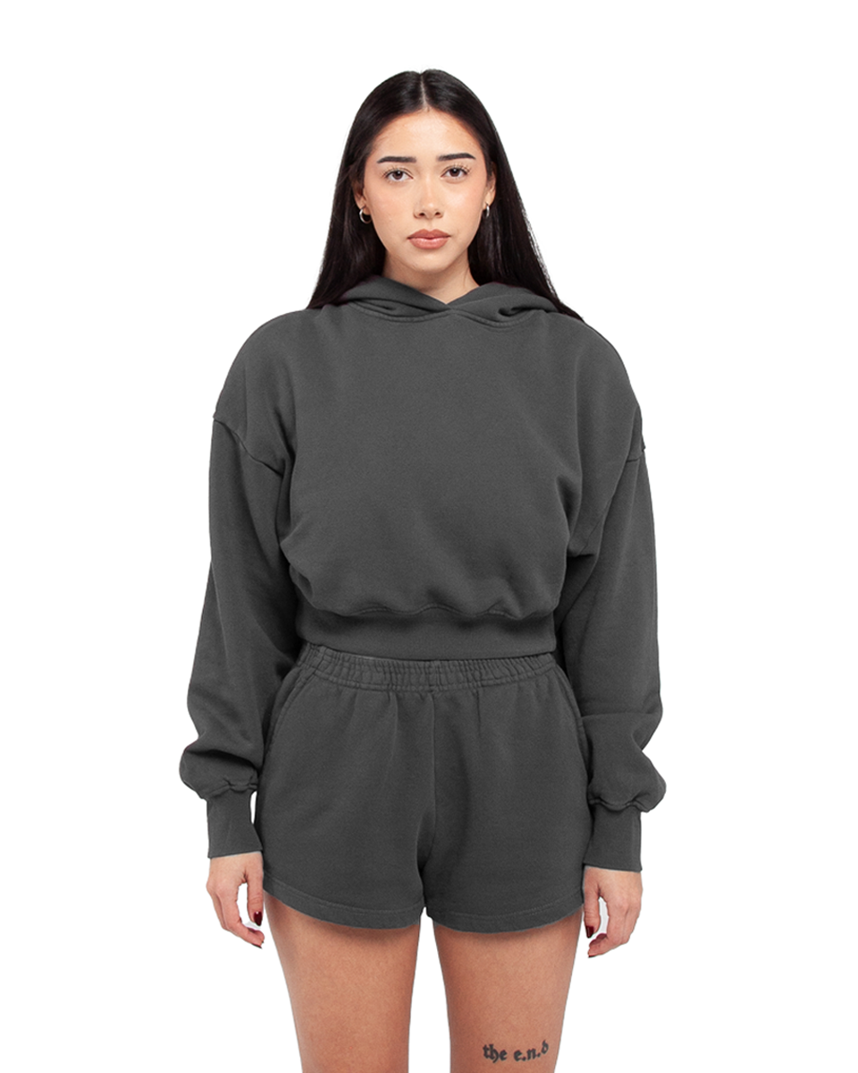 Women Garment Dye Crop Hoodie